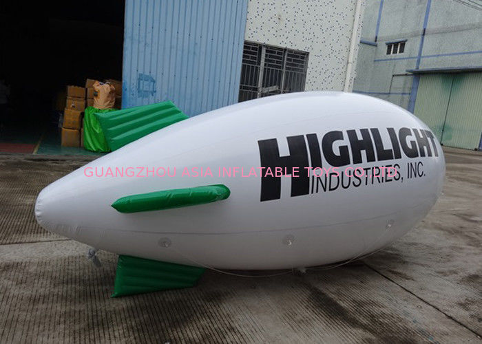 Inflatable White Blimps Airship Zeppelin With Custom Logo Print, Helium Balloon