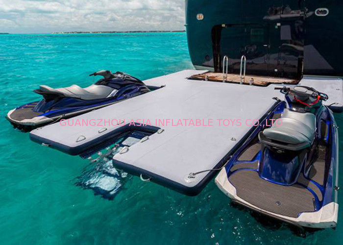 Durable Inflatable Yacht Slides Mega Dock , Jet - Ski Drive - On Blow Up Swim Platform